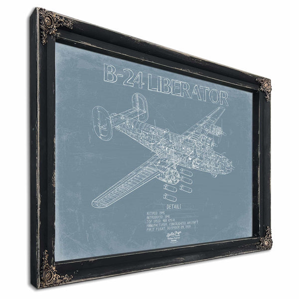 Bella Frye Home & Garden > Decor > Artwork B-24 Liberator Aircraft Blueprint Wall Art - Original Aviation Plane Print