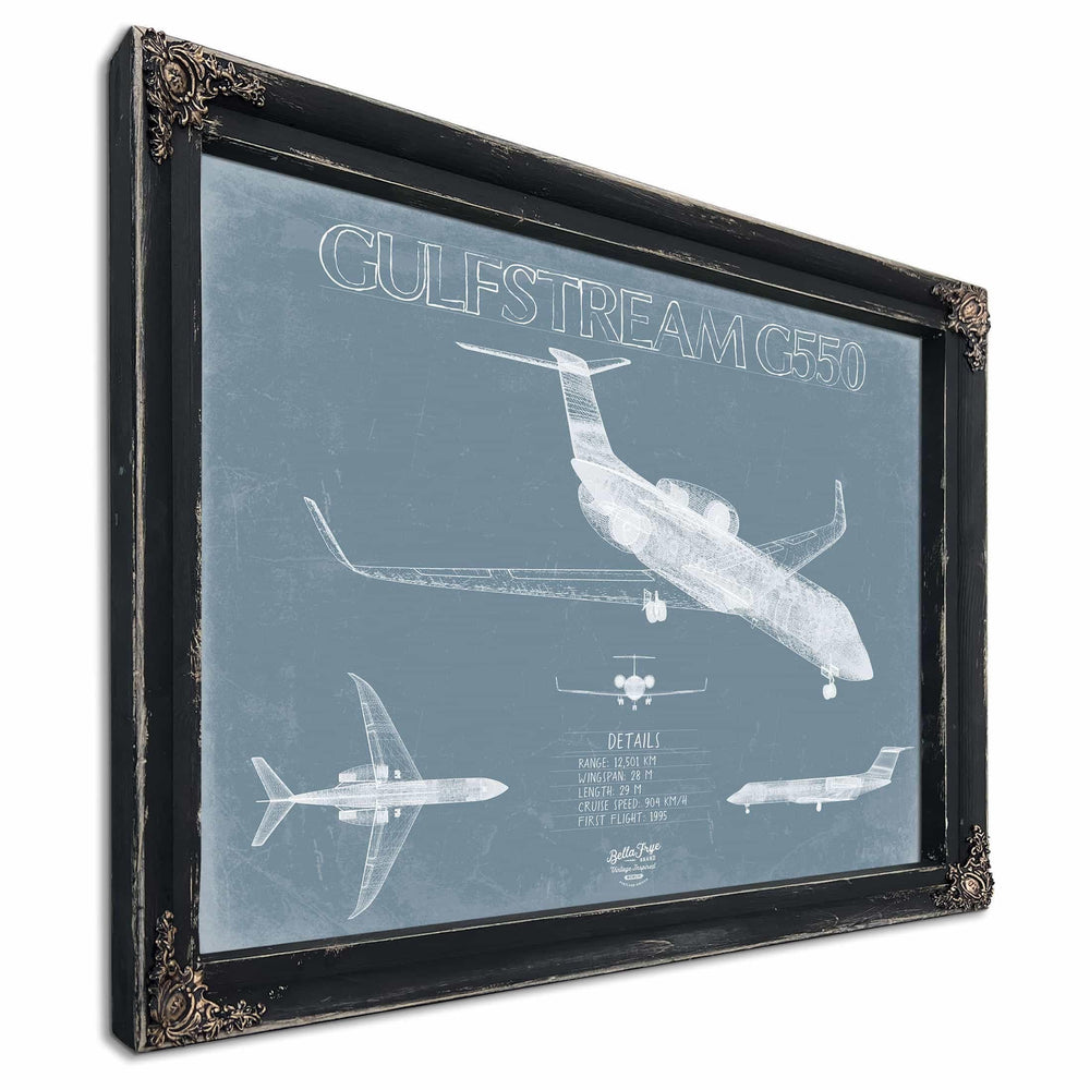 Bella Frye Home & Garden > Decor > Artwork Gulfstream G550 Aircraft Blueprint Wall Art - Original Aviation Plane Print