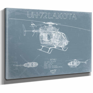 Bella Frye Home & Garden > Decor > Artwork Eurocopter UH-72 Lakota Helicopter Blueprint Wall Art - Original Aviation Print