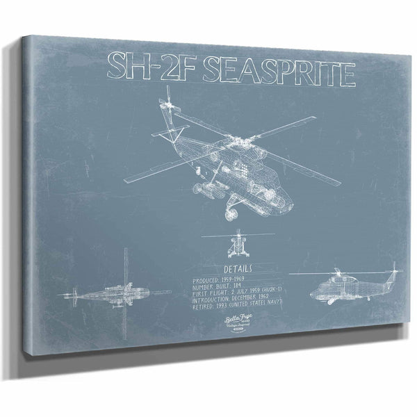 Bella Frye Home & Garden > Decor > Artwork SH-2F Seasprite Lightning Blueprint Wall Art - Original Aviation Plane Print