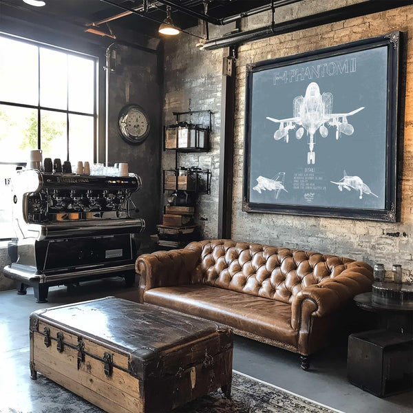 Bella Frye Home & Garden > Decor > Artwork F-4 Phantom II Aircraft Blueprint Wall Art - Original Fighter Plane Print