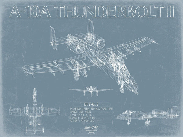 Bella Frye Home & Garden > Decor > Artwork A-10A Thunderbolt II Aircraft Blueprint Wall Art - Original Aviation Plane Print