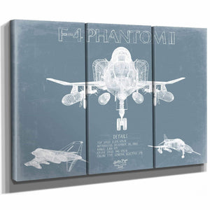 Bella Frye Home & Garden > Decor > Artwork F-4 Phantom II Aircraft Blueprint Wall Art - Original Fighter Plane Print