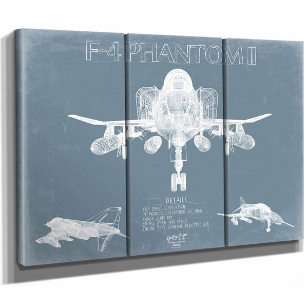 Bella Frye Home & Garden > Decor > Artwork F-4 Phantom II Aircraft Blueprint Wall Art - Original Fighter Plane Print
