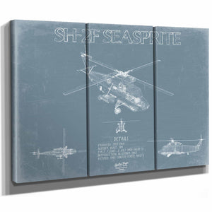 Bella Frye Home & Garden > Decor > Artwork SH-2F Seasprite Lightning Blueprint Wall Art - Original Aviation Plane Print