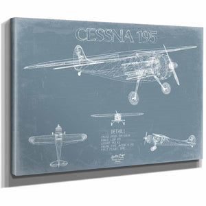 Bella Frye Home & Garden > Decor > Artwork Cessna 195 Aircraft Blueprint Wall Art - Original Airplane Print