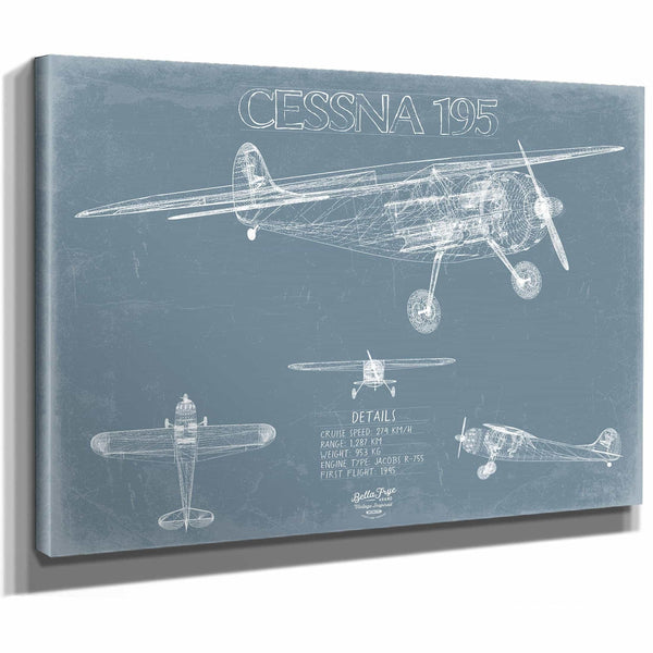 Bella Frye Home & Garden > Decor > Artwork Cessna 195 Aircraft Blueprint Wall Art - Original Airplane Print
