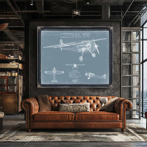 Bella Frye Home & Garden > Decor > Artwork Cessna 195 Aircraft Blueprint Wall Art - Original Airplane Print