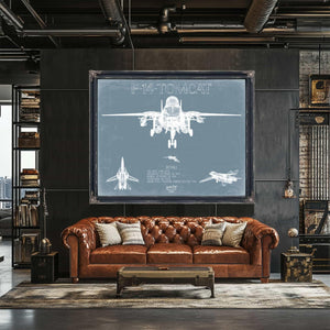 Bella Frye Home & Garden > Decor > Artwork F-14 Tomcat Top Gun Aircraft Blueprint Wall Art - Original Airplane Print