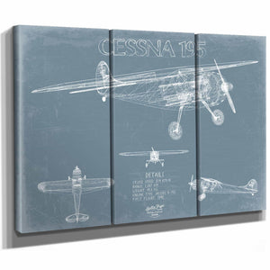 Bella Frye Home & Garden > Decor > Artwork Cessna 195 Aircraft Blueprint Wall Art - Original Airplane Print