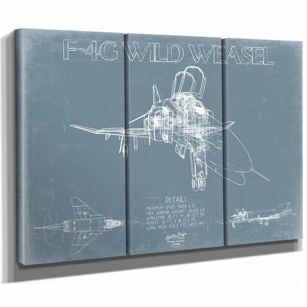 Bella Frye Home & Garden > Decor > Artwork F-4G Wild Weasel Aircraft Blueprint Wall Art - Original Fighter Plane Print