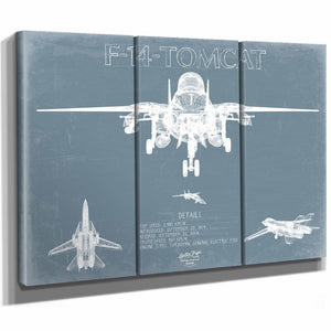 Bella Frye Home & Garden > Decor > Artwork F-14 Tomcat Top Gun Aircraft Blueprint Wall Art - Original Airplane Print