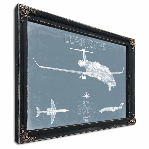 Bella Frye Home & Garden > Decor > Artwork Learjet 75 Aircraft Blueprint Wall Art - Original Airplane Print