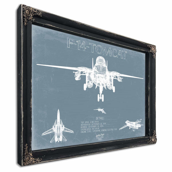 Bella Frye Home & Garden > Decor > Artwork F-14 Tomcat Top Gun Aircraft Blueprint Wall Art - Original Airplane Print