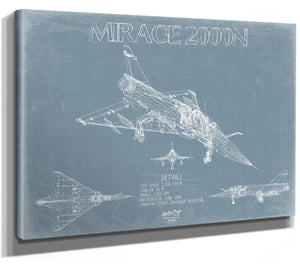 Bella Frye Home & Garden > Decor > Artwork Dassault Mirage 2000N Aircraft Blueprint Wall Art - Original Fighter Plane Print