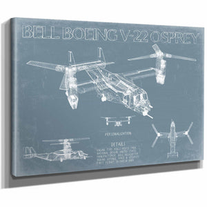 Bella Frye Home & Garden > Decor > Artwork Bell Boeing V-22 Osprey Aircraft Blueprint Wall Art - Original Aviation Plane Print