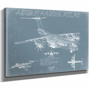Bella Frye Home & Garden > Decor > Artwork Airbus A400M Atlas Aircraft Blueprint Wall Art - Original Aviation Print