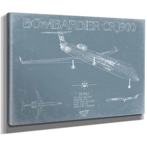 Bella Frye Home & Garden > Decor > Artwork Bombardier-CRJ900 Aircraft Blueprint Wall Art - Original Aviation Plane Print