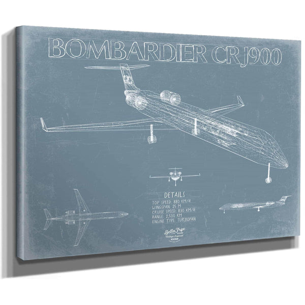 Bella Frye Home & Garden > Decor > Artwork Bombardier-CRJ900 Aircraft Blueprint Wall Art - Original Aviation Plane Print