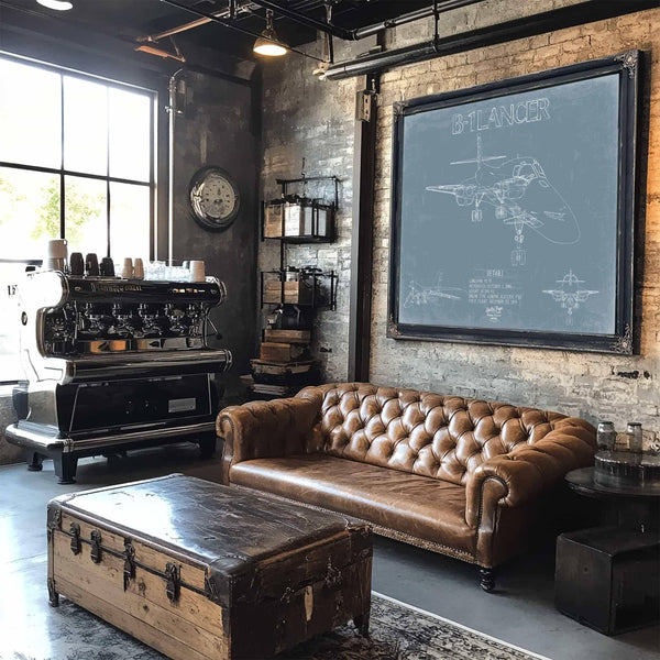 Bella Frye Home & Garden > Decor > Artwork Rockwell B-1 Lancer Aircraft Blueprint Wall Art - Original Aviation Plane Print
