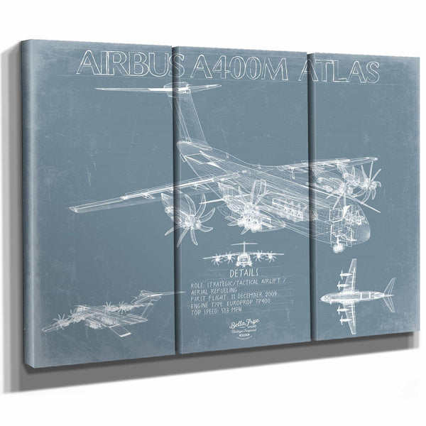 Bella Frye Home & Garden > Decor > Artwork Airbus A400M Atlas Aircraft Blueprint Wall Art - Original Aviation Print