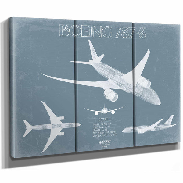Bella Frye Home & Garden > Decor > Artwork Boeing 787-8 Aircraft Blueprint Wall Art - Original Aviation Plane Print