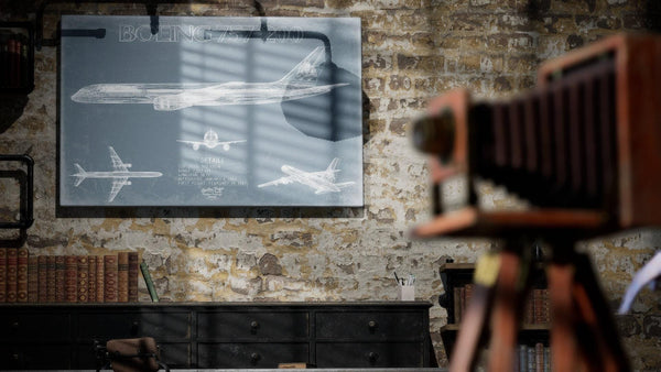 Bella Frye Home & Garden > Decor > Artwork Boeing 757 200 Aircraft Blueprint Wall Art - Original Aviation Plane Print