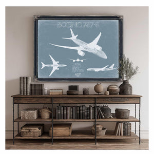 Bella Frye Home & Garden > Decor > Artwork Boeing 787-8 Aircraft Blueprint Wall Art - Original Aviation Plane Print