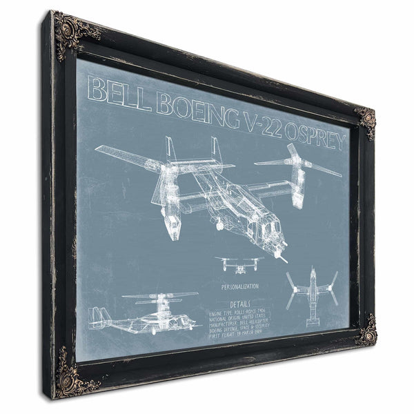 Bella Frye Home & Garden > Decor > Artwork Bell Boeing V-22 Osprey Aircraft Blueprint Wall Art - Original Aviation Plane Print