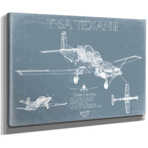 Bella Frye Home & Garden > Decor > Artwork T-6A Texan II Blueprint Wall Art - Original Airplane Print