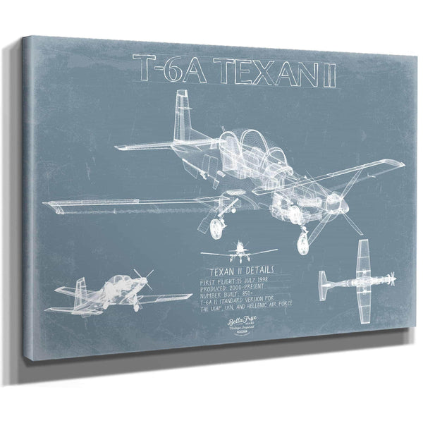Bella Frye Home & Garden > Decor > Artwork T-6A Texan II Blueprint Wall Art - Original Airplane Print