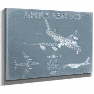 Bella Frye Home & Garden > Decor > Artwork Airbus A380-800 Aircraft Blueprint Wall Art - Original Aviation Plane Print