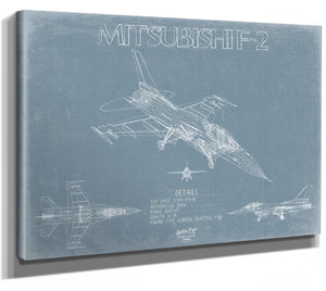 Bella Frye Home & Garden > Decor > Artwork F-2 Aircraft Blueprint Wall Art - Original Fighter Plane Print