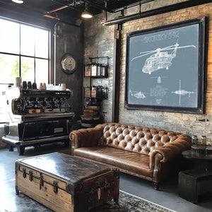 Bella Frye Home & Garden > Decor > Artwork Sikorsky S-92 Helicopter Blueprint Wall Art - Original Aviation Print