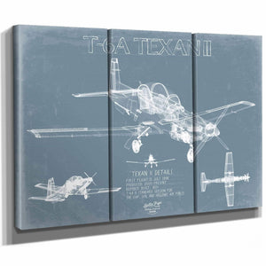 Bella Frye Home & Garden > Decor > Artwork T-6A Texan II Blueprint Wall Art - Original Airplane Print