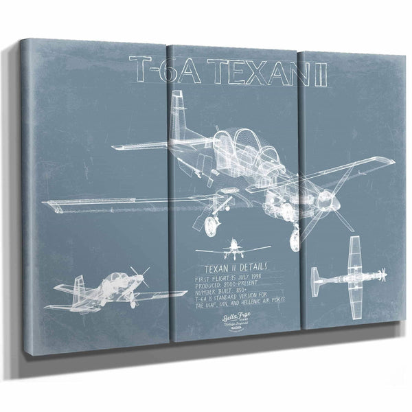 Bella Frye Home & Garden > Decor > Artwork T-6A Texan II Blueprint Wall Art - Original Airplane Print