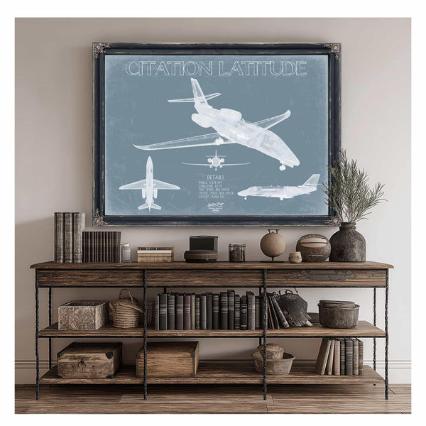 Bella Frye Home & Garden > Decor > Artwork Cessna Citation Latitude Aircraft Blueprint Wall Art - Original Airplane Print