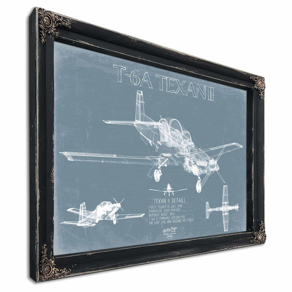Bella Frye Home & Garden > Decor > Artwork T-6A Texan II Blueprint Wall Art - Original Airplane Print