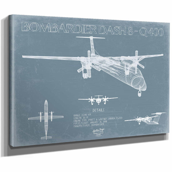 Bella Frye Home & Garden > Decor > Artwork Bombardier Dash 8 Q400 Aircraft Blueprint Wall Art - Original Aviation Plane Print