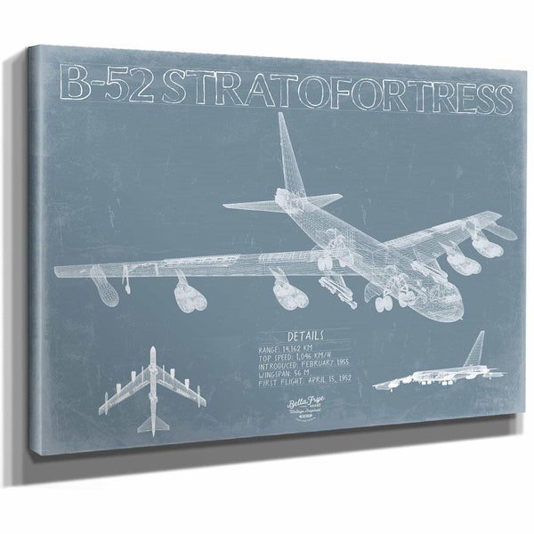 Bella Frye Home & Garden > Decor > Artwork B-52 Stratofortress Aircraft Blueprint Wall Art - Original Aviation Plane Print