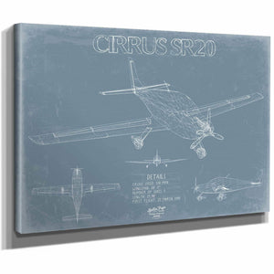 Bella Frye Home & Garden > Decor > Artwork Cirrus SR20 Aircraft Blueprint Wall Art - Original Airplane Print