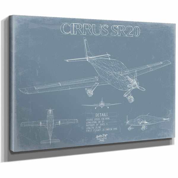 Bella Frye Home & Garden > Decor > Artwork Cirrus SR20 Aircraft Blueprint Wall Art - Original Airplane Print