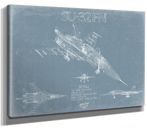 Bella Frye Home & Garden > Decor > Artwork Sukhoi Su-34 / Su-32FN Aircraft Blueprint Wall Art - Original Fighter Plane Print