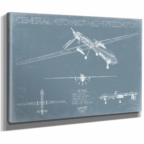 Bella Frye Home & Garden > Decor > Artwork MQ-1 Predator Aircraft Blueprint Wall Art - Original UAV Print