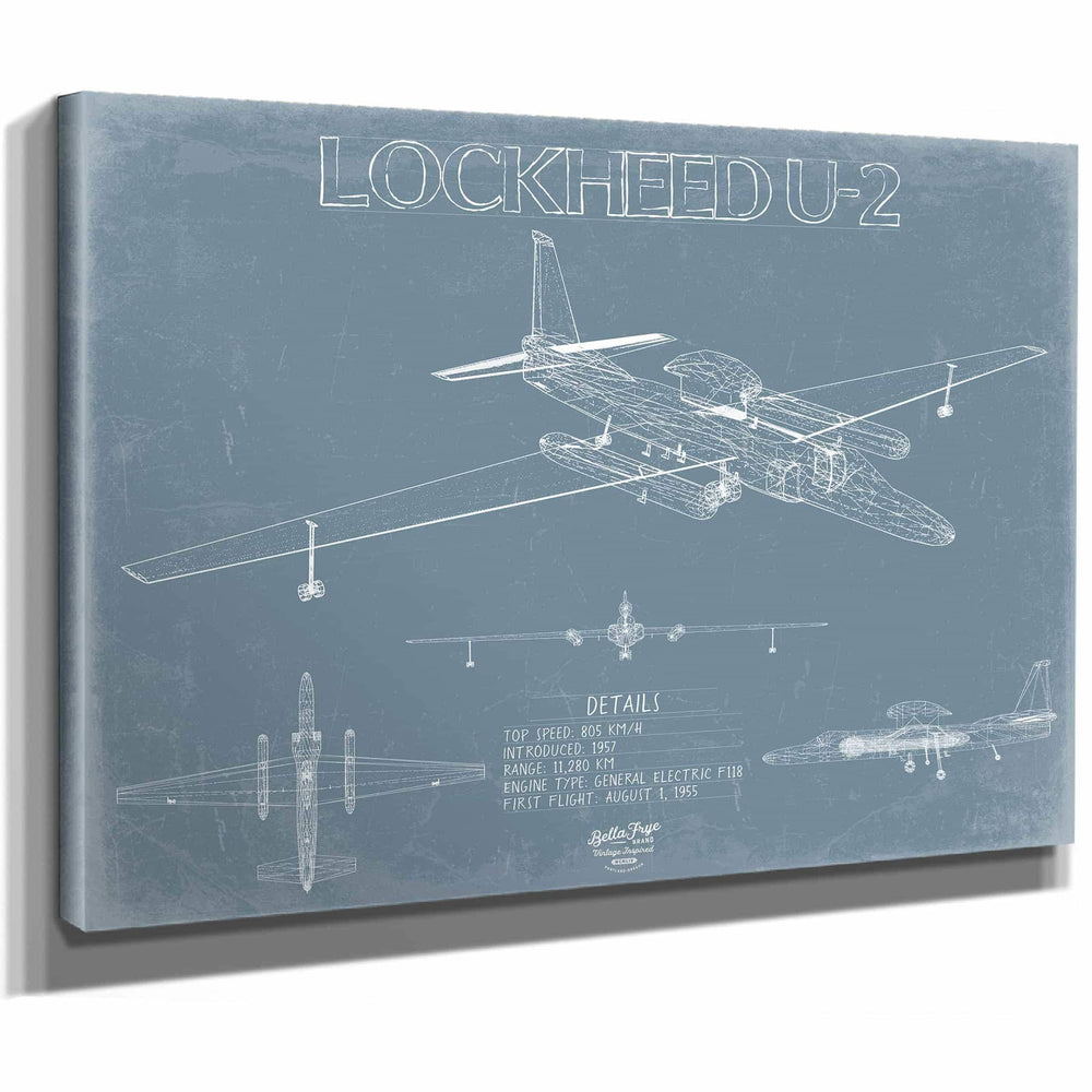 Bella Frye Home & Garden > Decor > Artwork Lockheed U-2 Dragon Lady Blueprint Wall Art - Original Aviation Plane Print