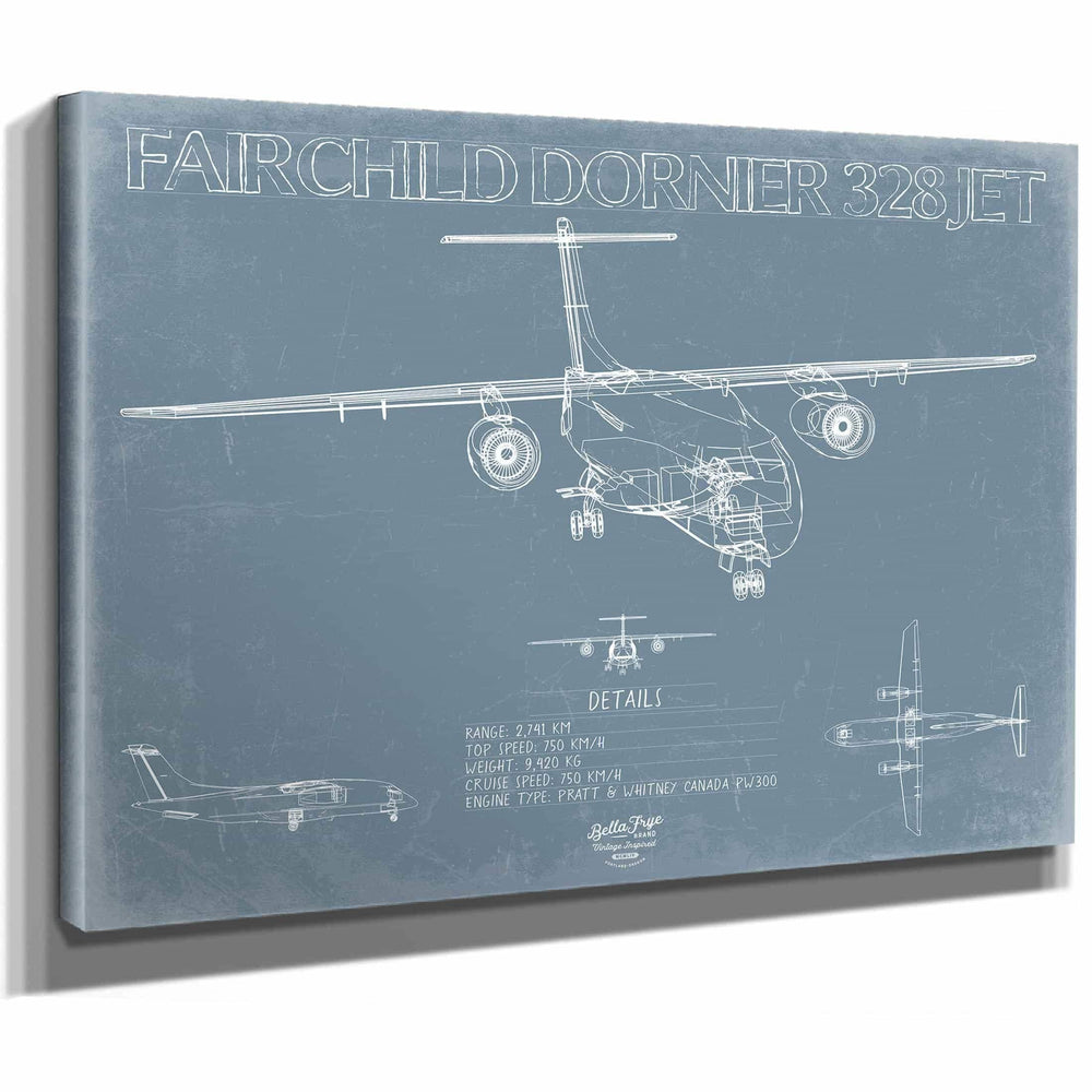 Bella Frye Home & Garden > Decor > Artwork Fairchild Dornier 328JET Aircraft Blueprint Wall Art - Original Airplane Print