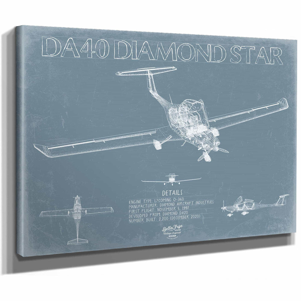 Bella Frye Home & Garden > Decor > Artwork Diamond DA40 Diamond Star Aircraft Blueprint Wall Art - Original Airplane Print