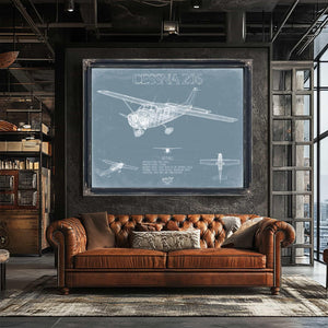 Bella Frye Home & Garden > Decor > Artwork Cessna 206 Stationer Aircraft Blueprint Wall Art - Original Airplane Print