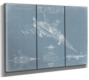 Bella Frye Home & Garden > Decor > Artwork Sukhoi Su-34 / Su-32FN Aircraft Blueprint Wall Art - Original Fighter Plane Print