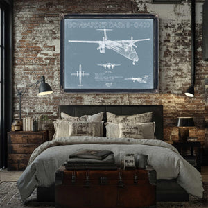 Bella Frye Home & Garden > Decor > Artwork Bombardier Dash 8 Q400 Aircraft Blueprint Wall Art - Original Aviation Plane Print